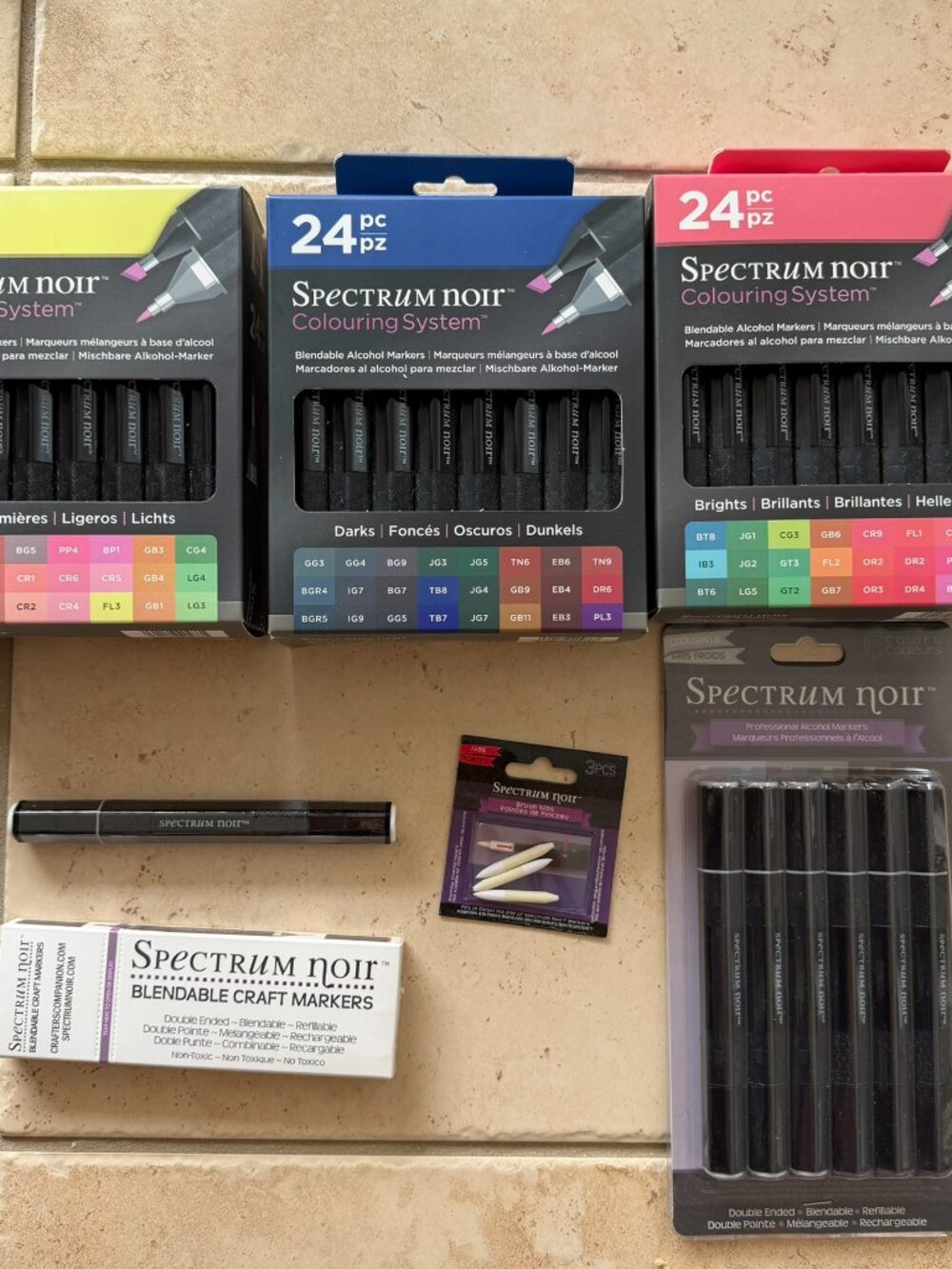 Spectrum Noir Pen/Marker Lot Darks Brights Lights Yellow Cool Grey Blender Nibs